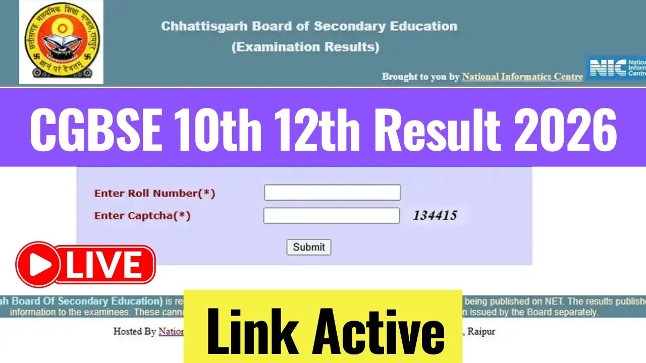 CGBSE 10th 12th Result 2026 Live