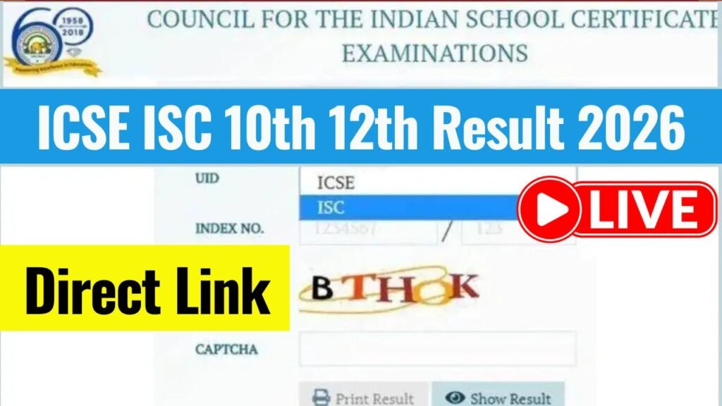 ICSE ISC 10th 12th Result 2026 Date Time